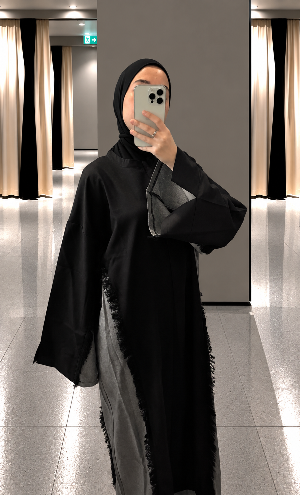 ABAYA BICOLORE FRANGES