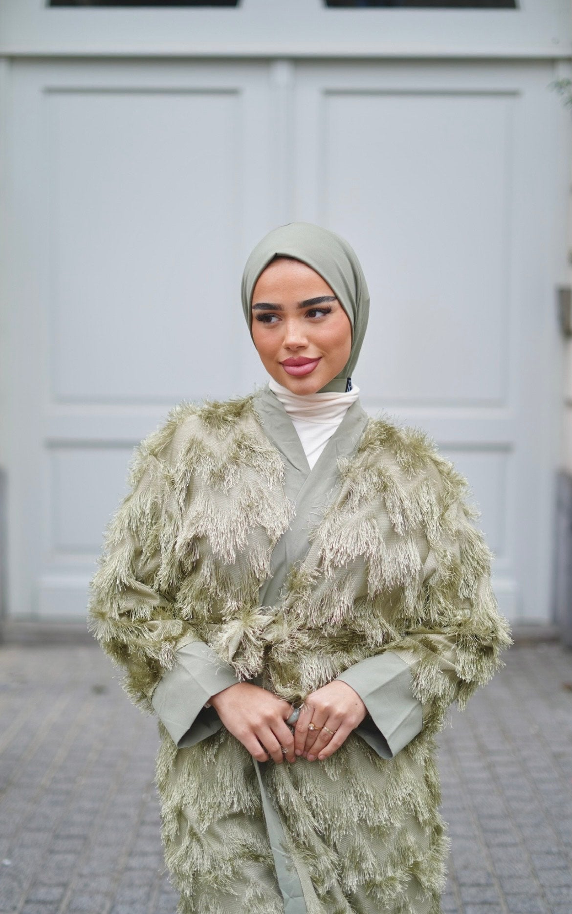 KIMONO FROUFROU VERT KAKI