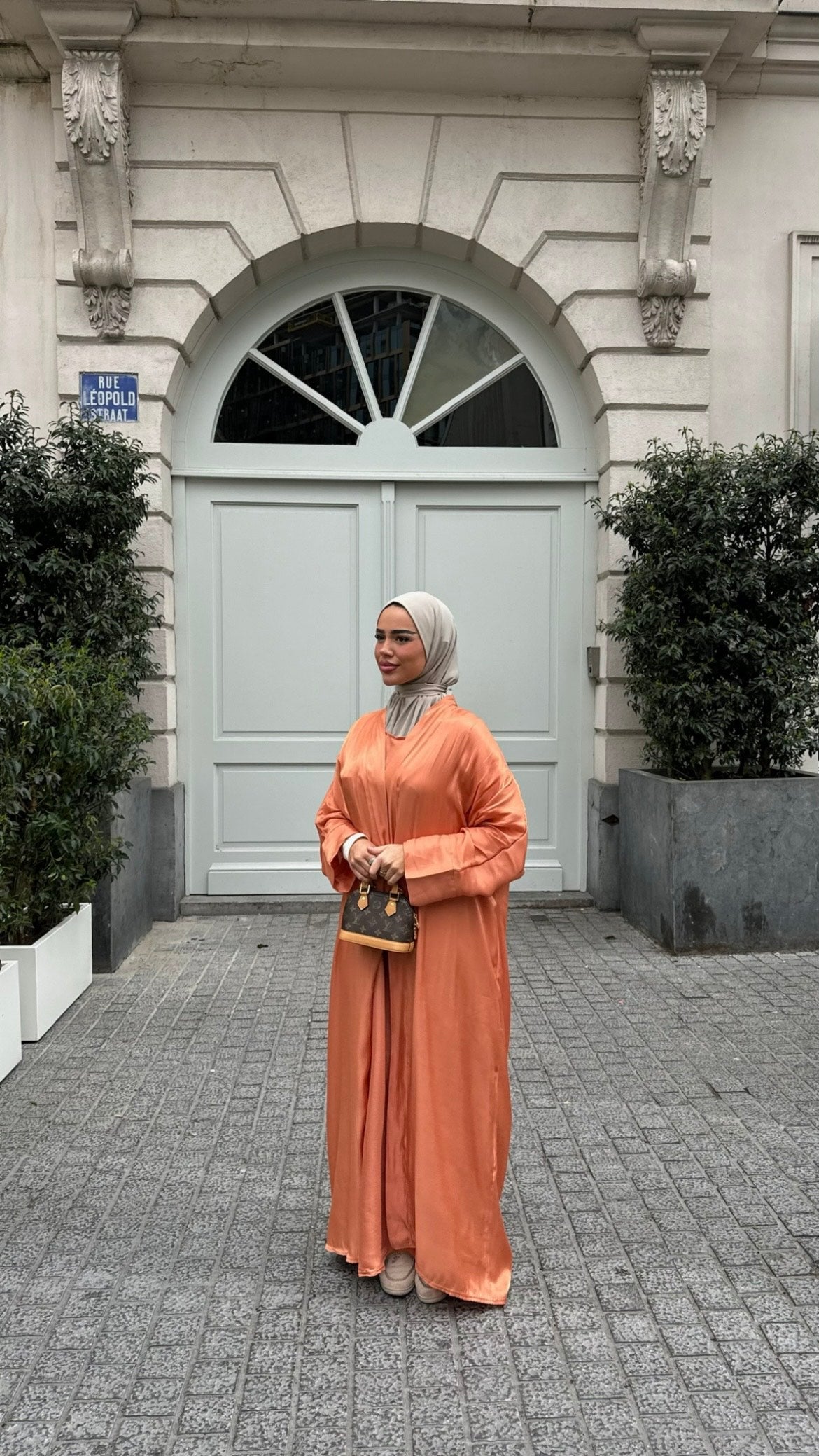 Set abaya kimono orange