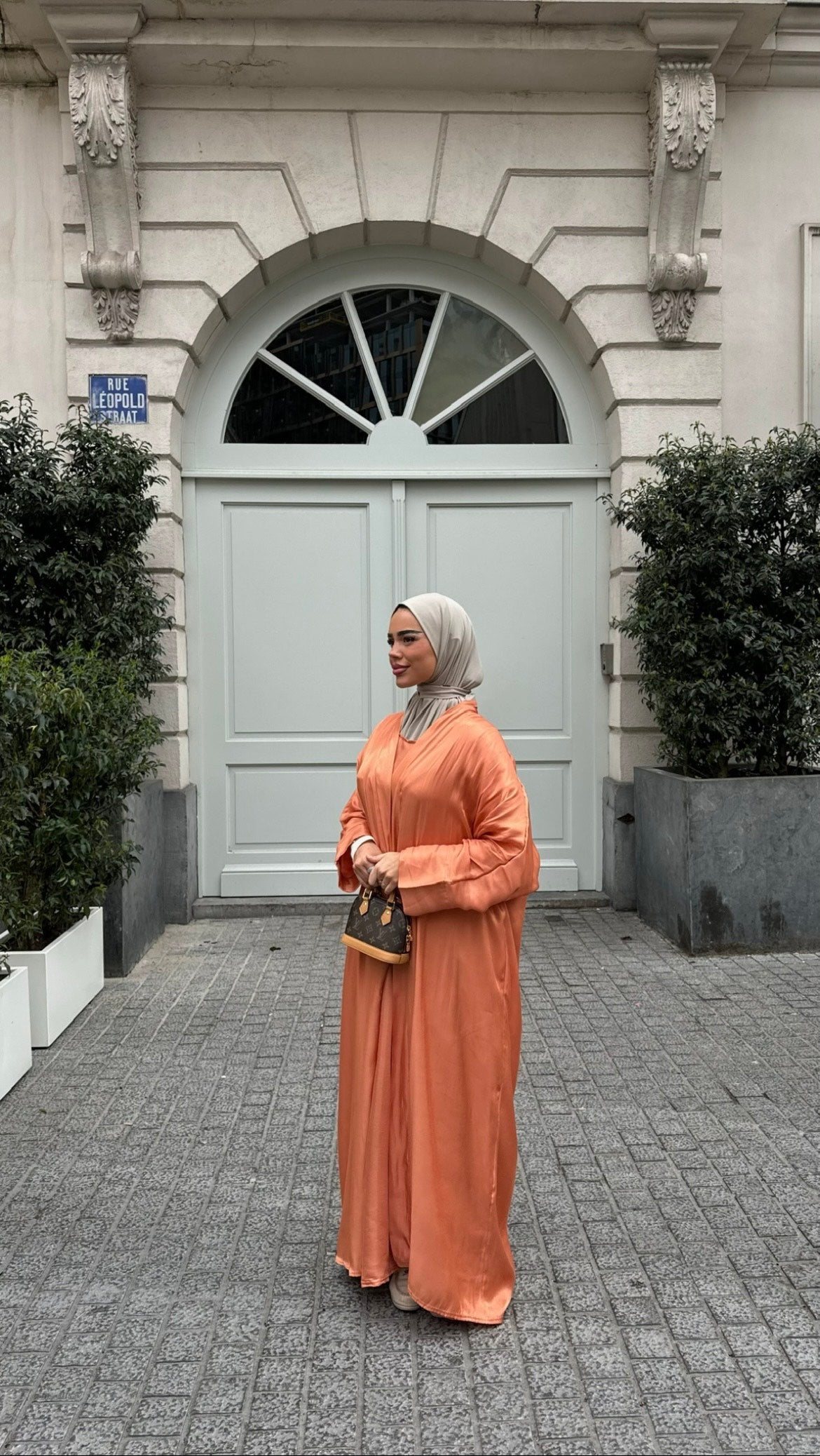Set abaya kimono orange