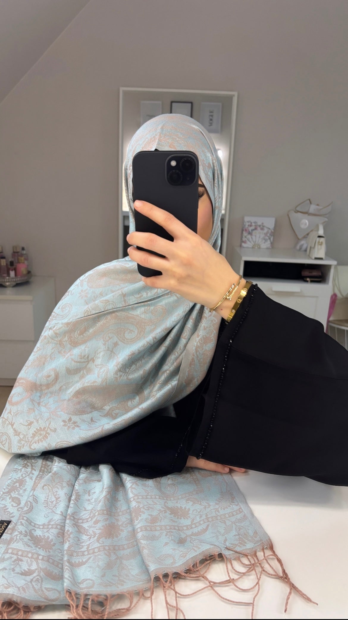 Voile pashmina bleu turquoise