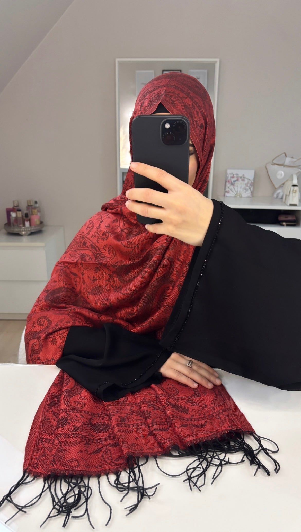 Voile pashmina rouge