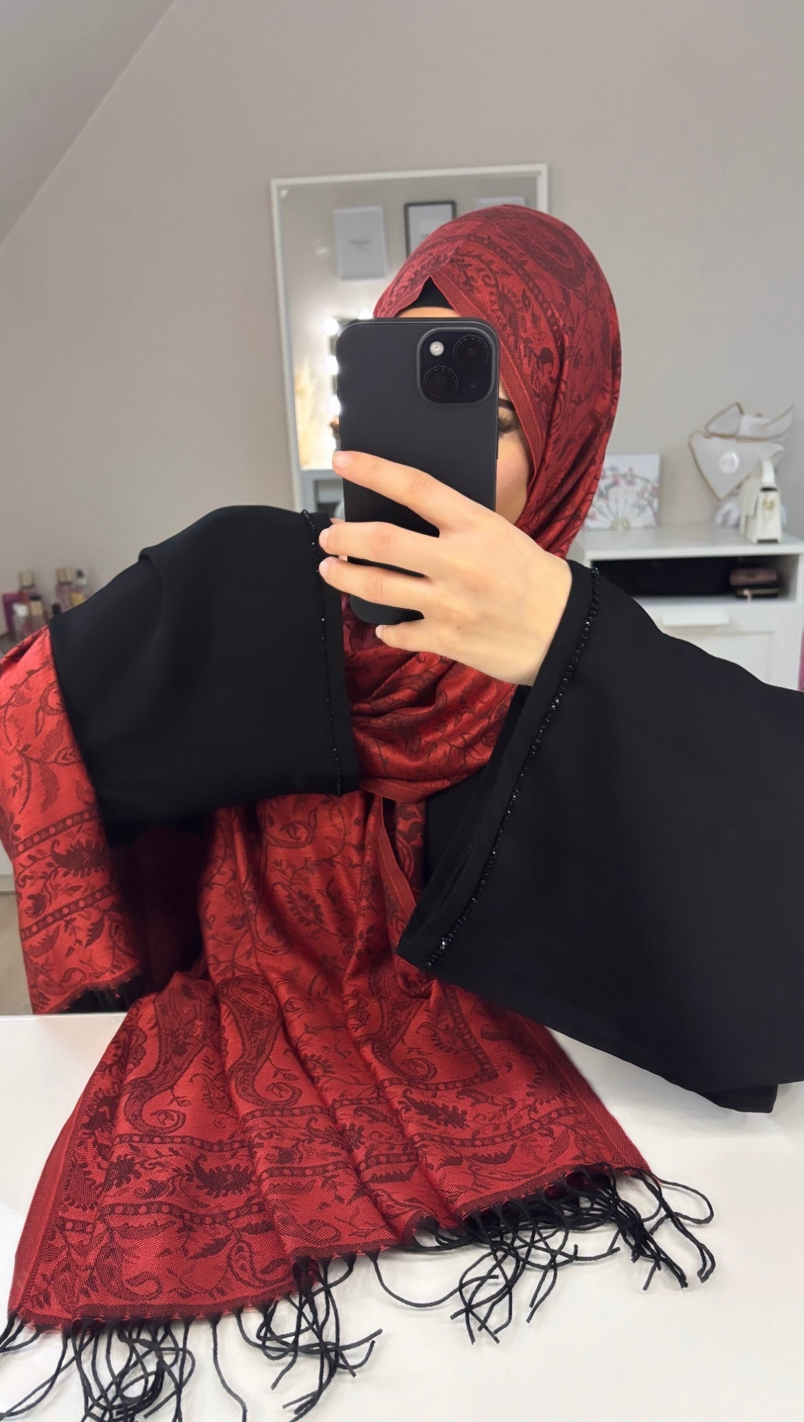 Voile pashmina rouge