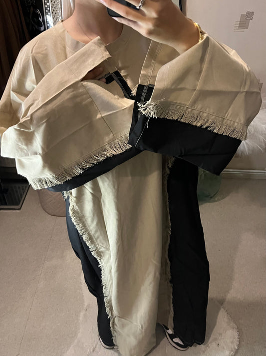 Abaya bicolore franges