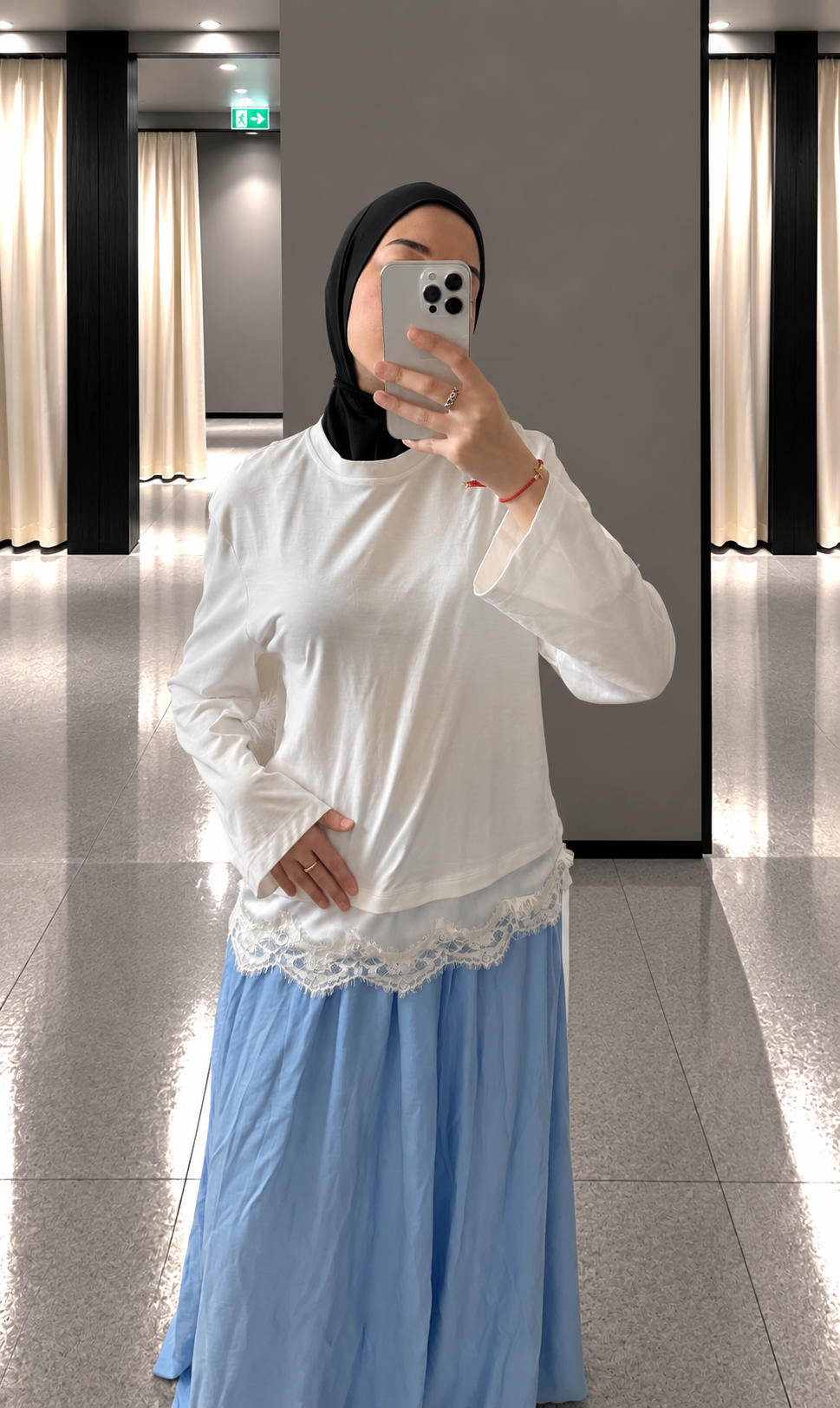 JUPE LONGUE FLUIDE BLEU