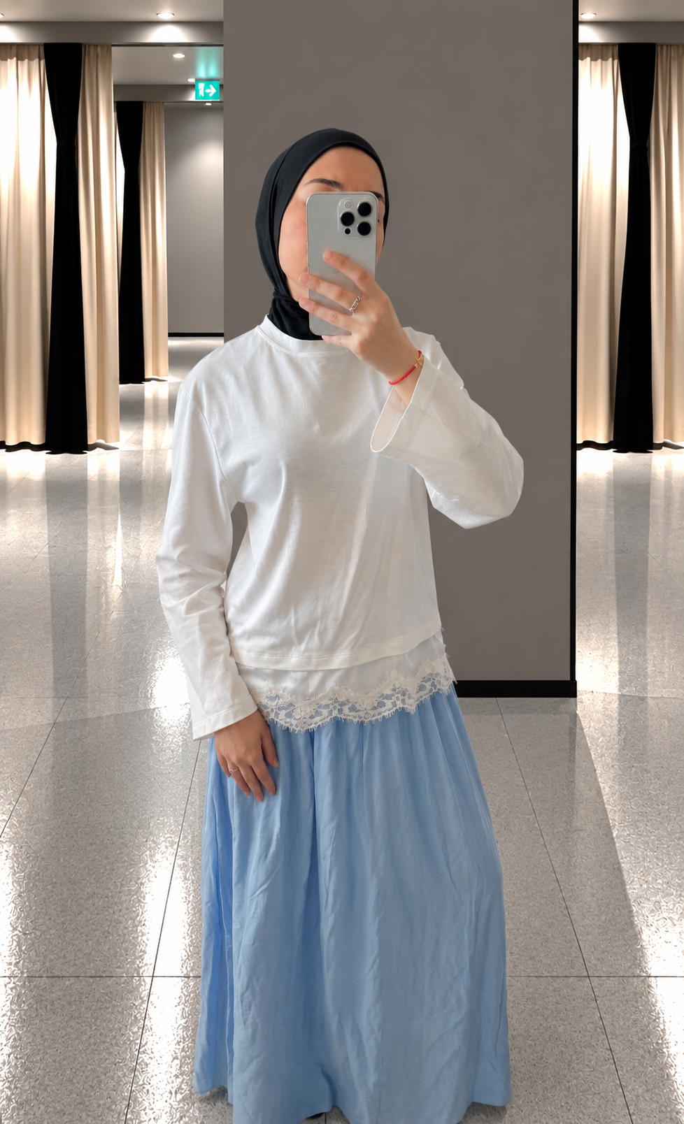 JUPE LONGUE FLUIDE BLEU