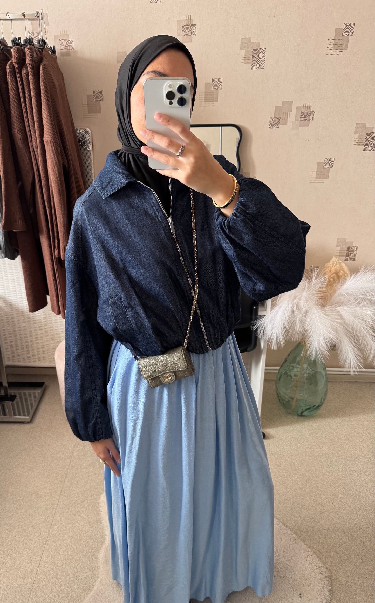 Jupe longue fluide bleu