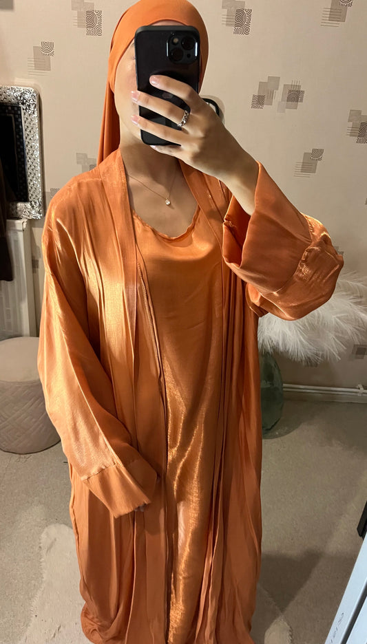 Set abaya kimono orange