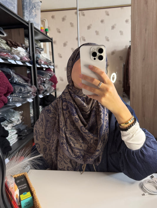 Voile pashmina bleu foncé