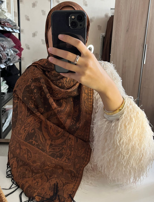 Voile pashmina marron