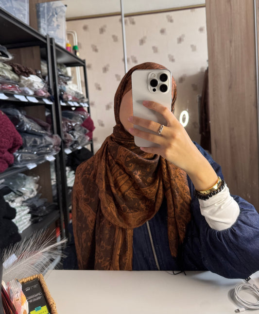 Voile pashmina marron