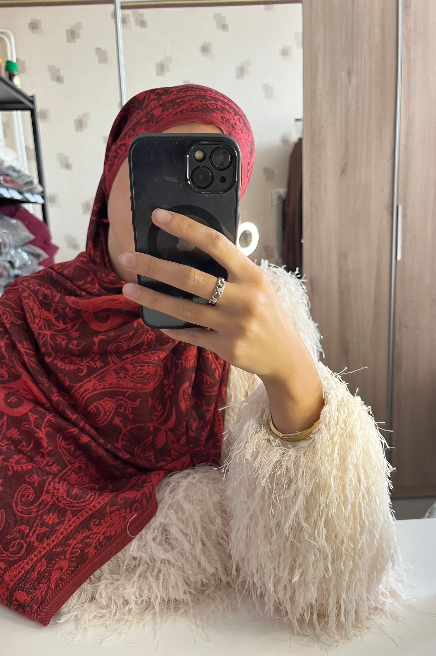 Voile pashmina rouge
