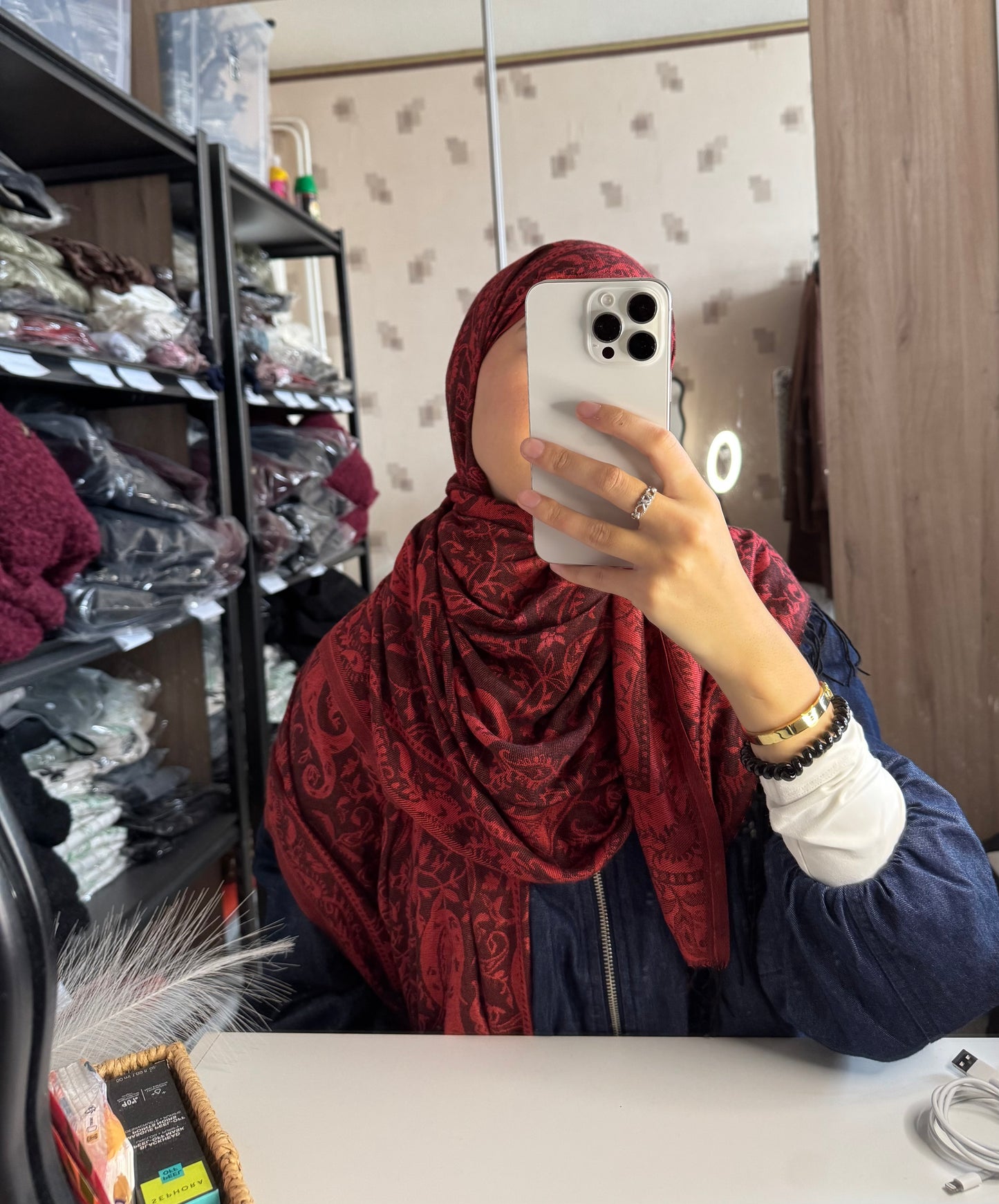 Voile pashmina rouge