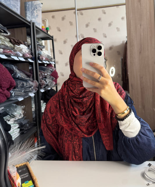 Voile pashmina rouge
